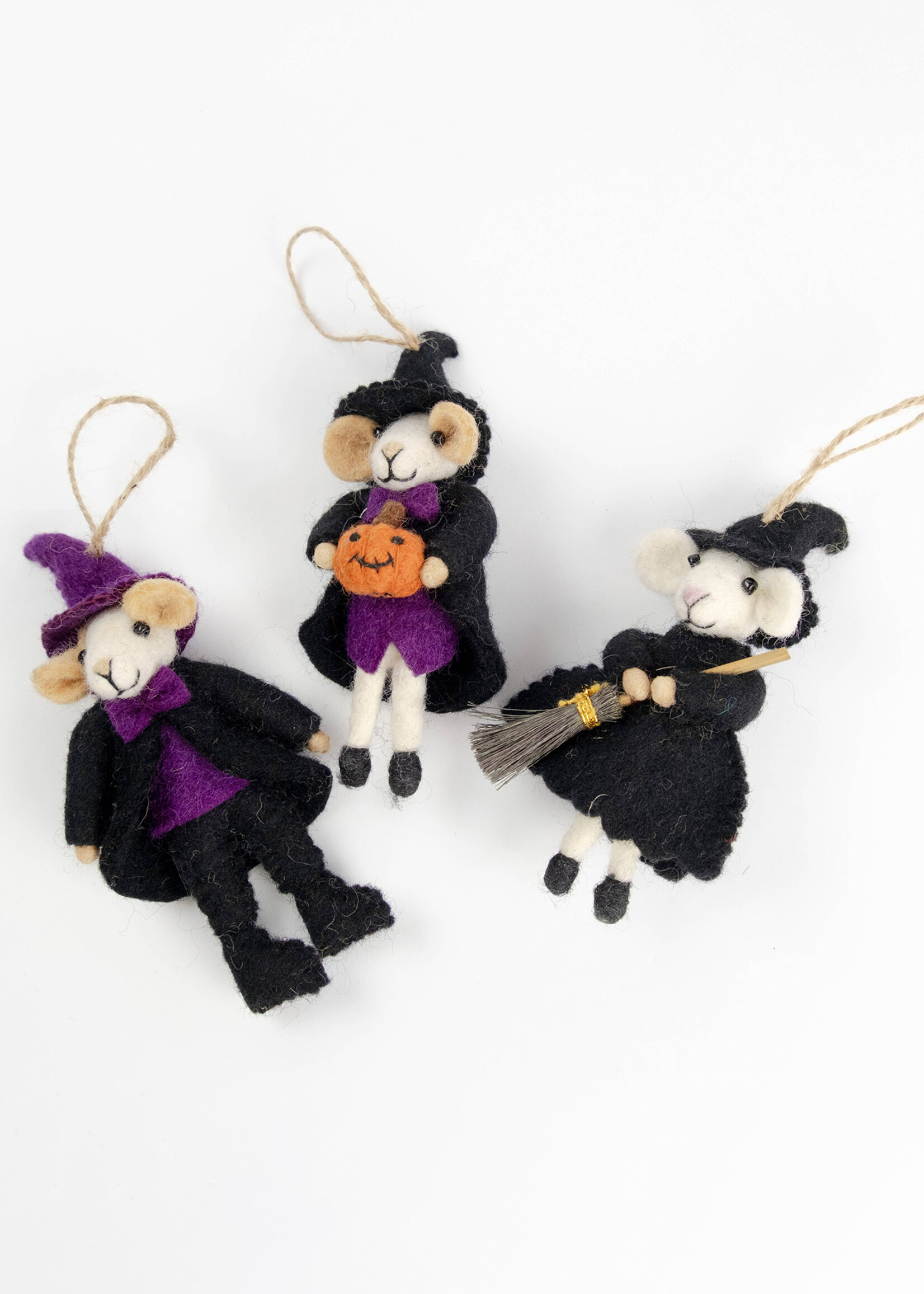 The Winding Road Felt Mice Witch Ornament