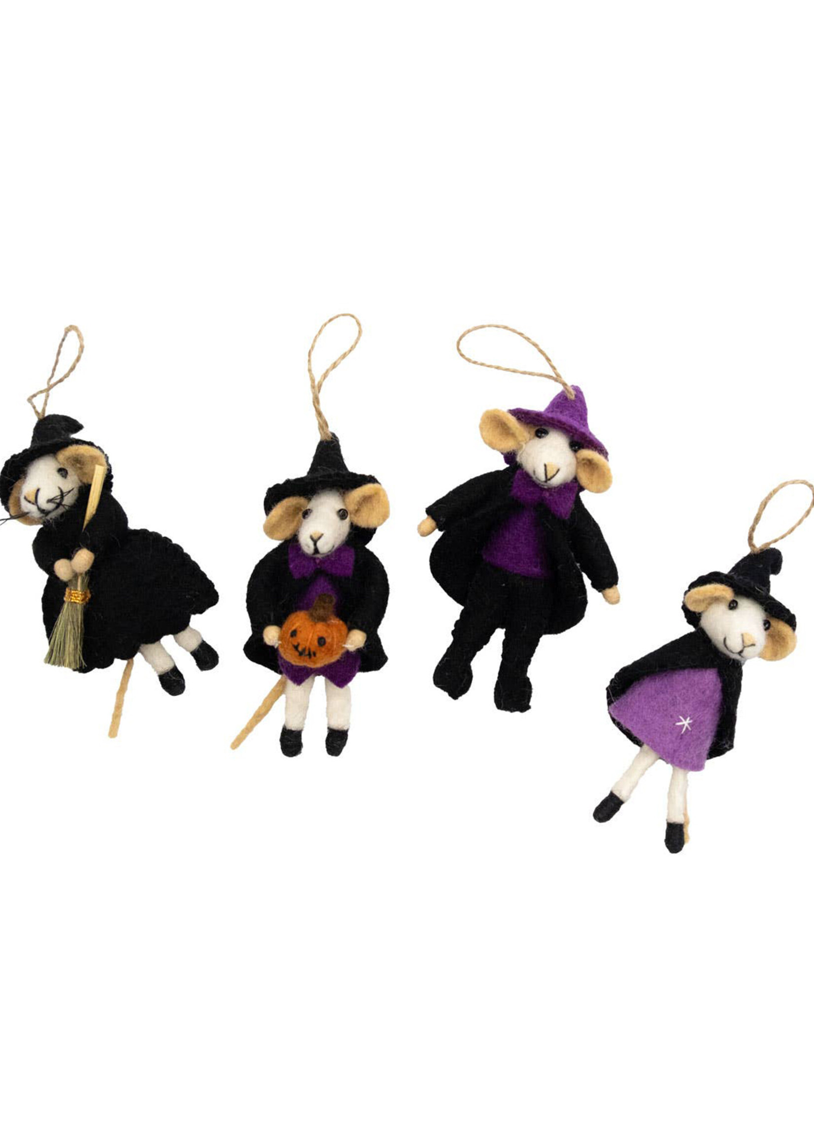 The Winding Road Felt Mice Witch Ornament