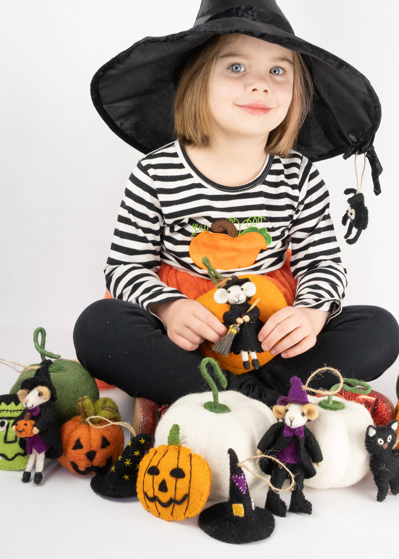 The Winding Road Felt Mice Witch Ornament
