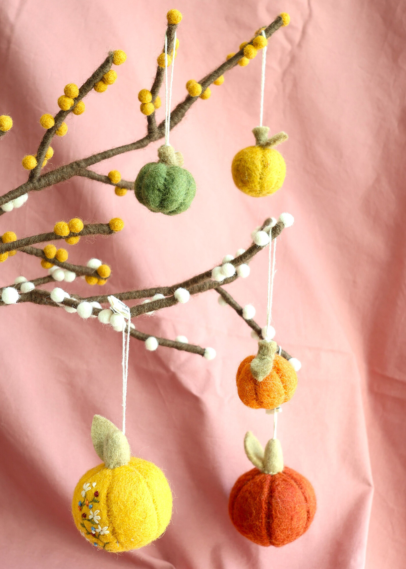 Gry and Sif Mini Felt Pumpkin Ornament