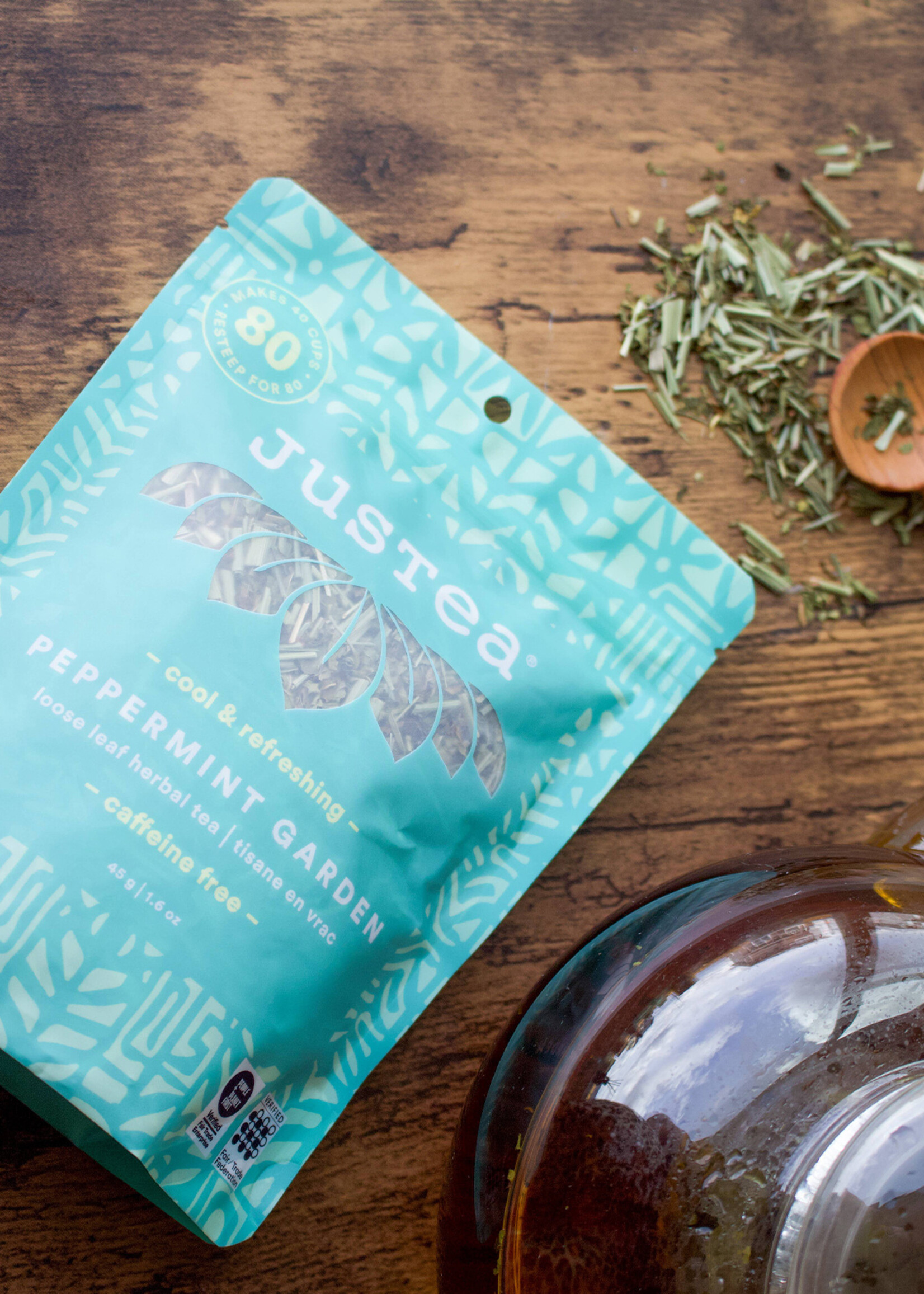 JusTea Peppermint Garden Loose Leaf Tea - Pouch