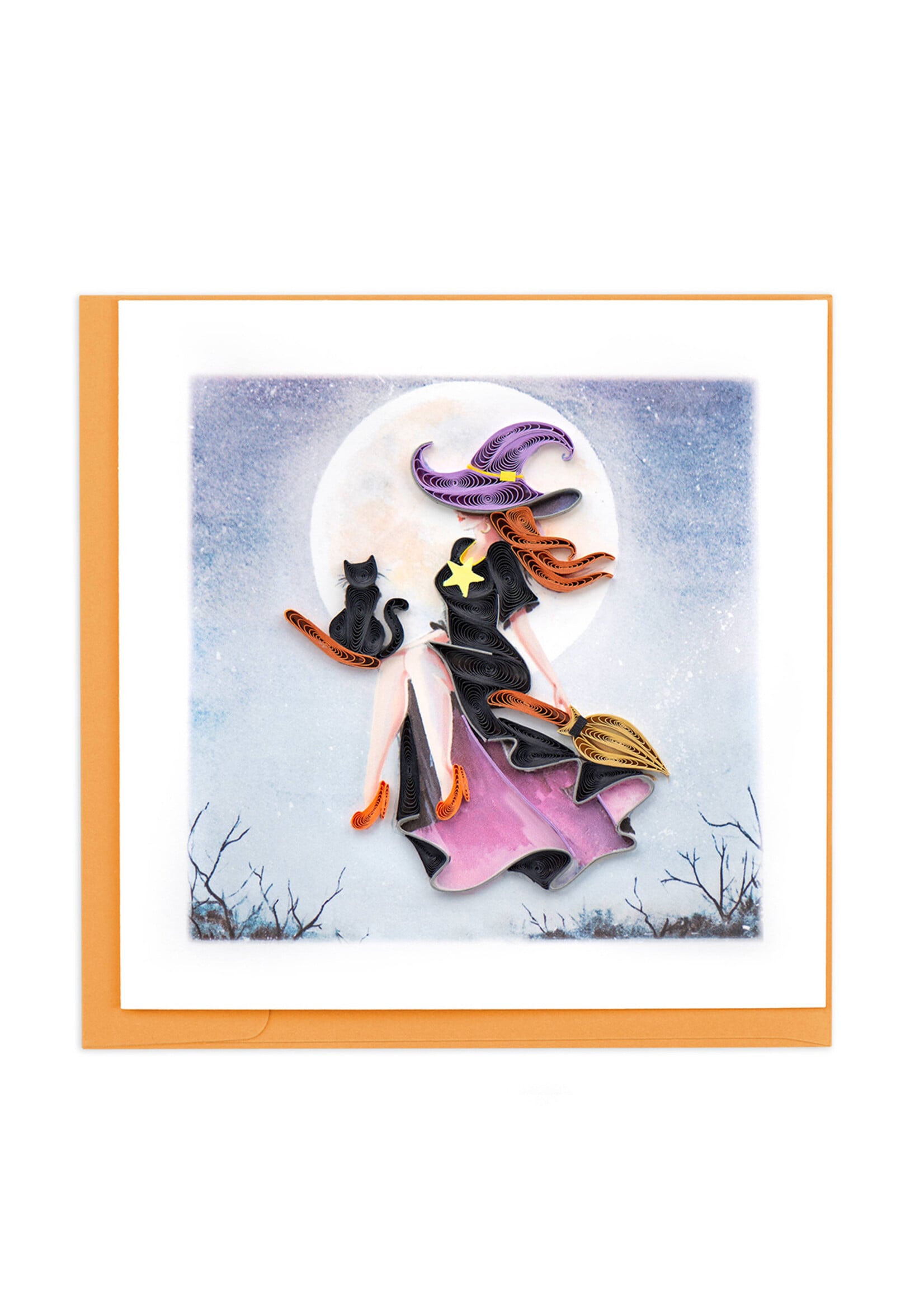 Quilling Cards Witch on Broomstick Quilling Card