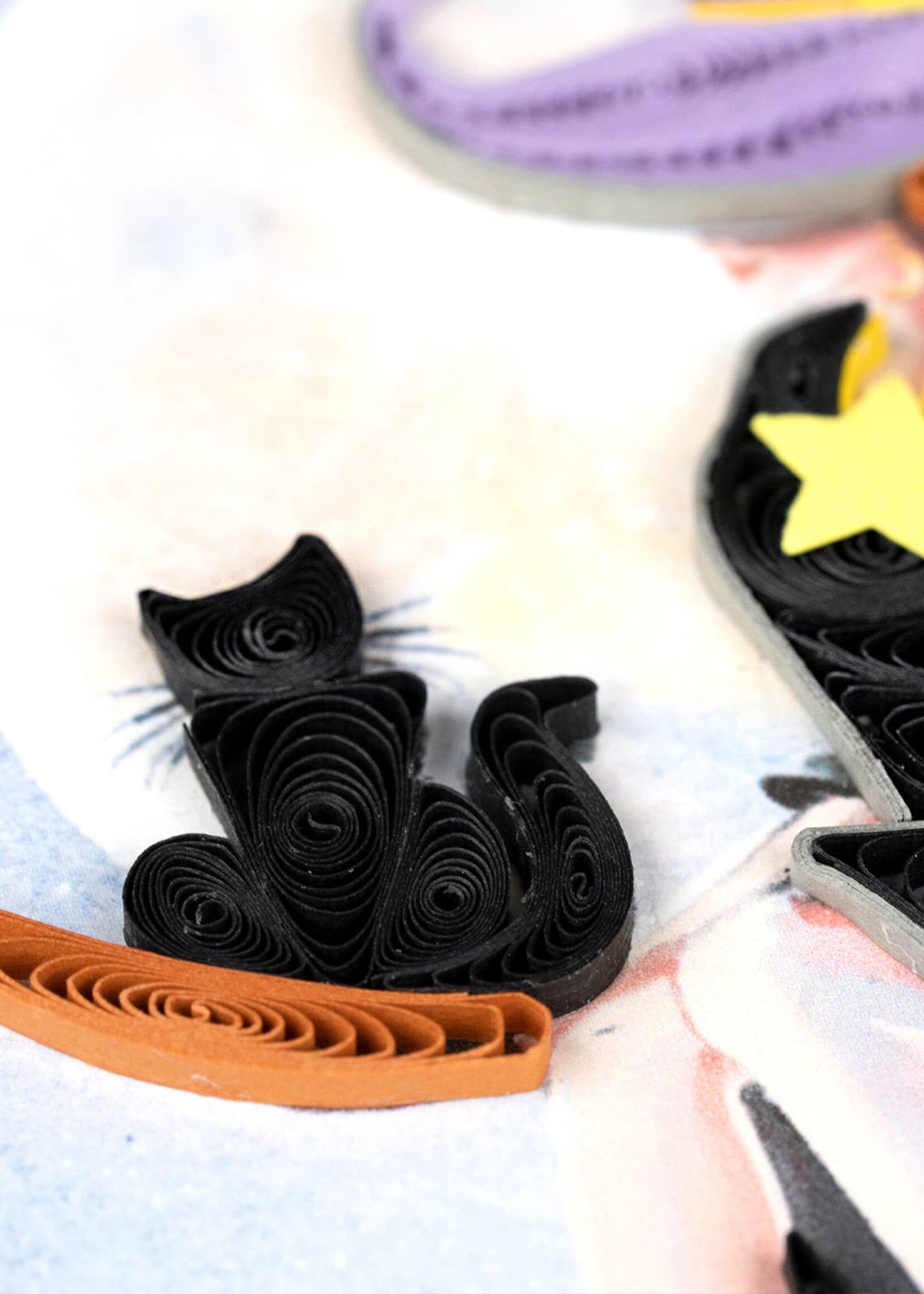 Quilling Cards Witch on Broomstick Quilling Card