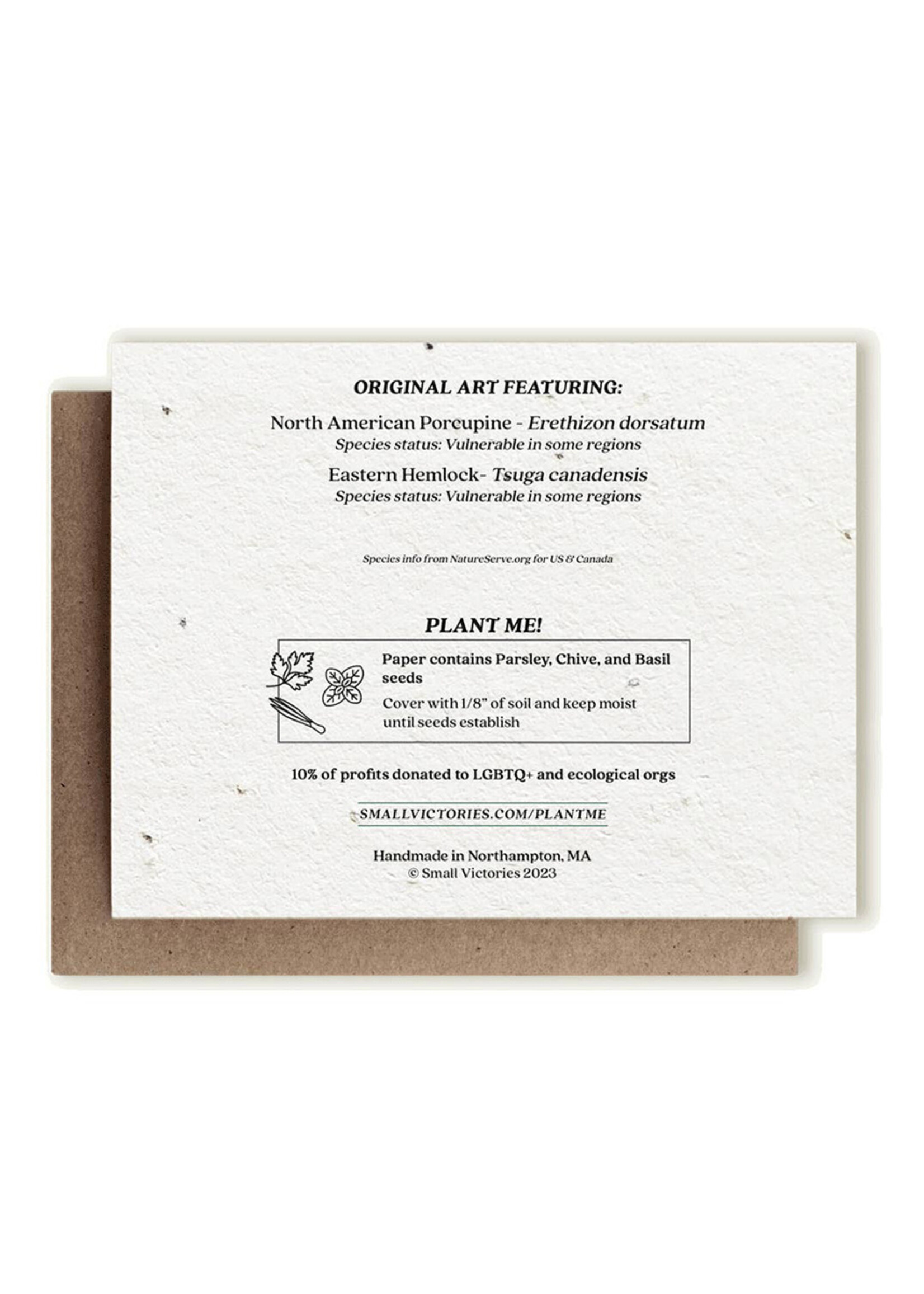 Small Victories Porcupine & Hemlock Plantable Card