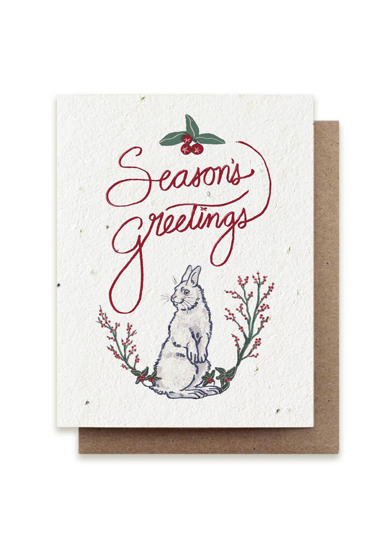 Small Victories Season's Greetings Snowshoe Hare Plantable Card
