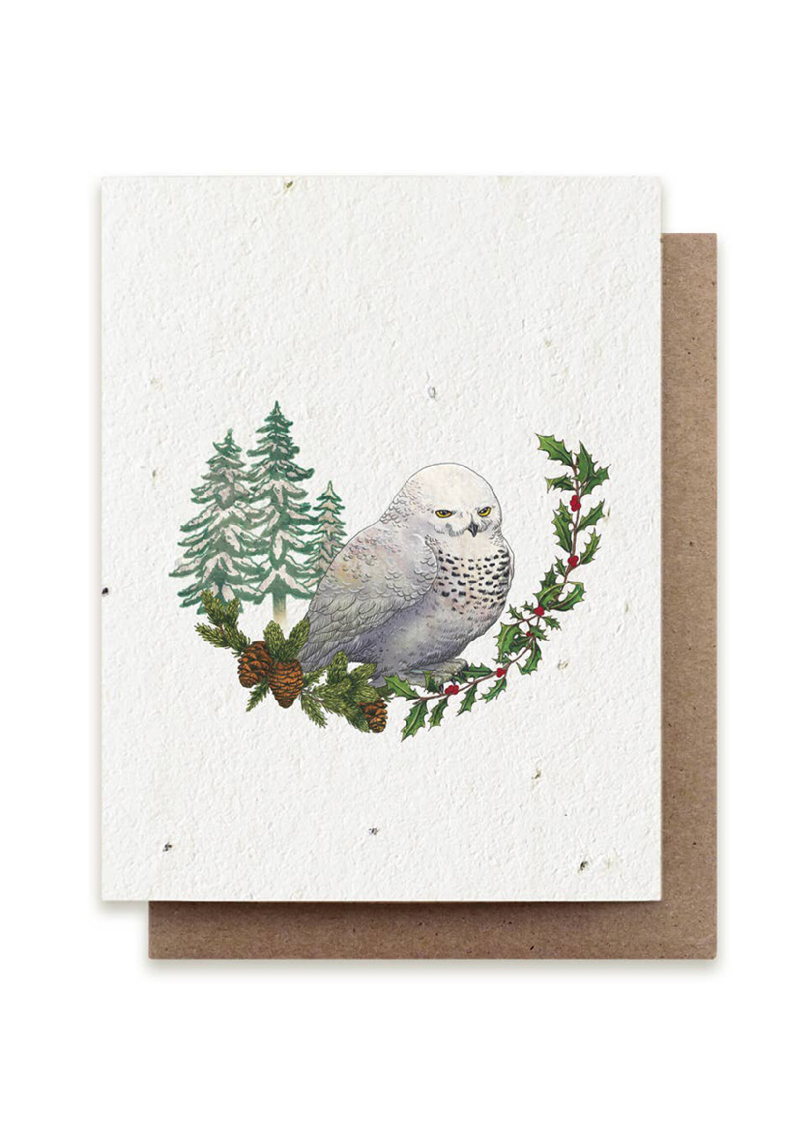 Small Victories Winter Snowy Owl Plantable Card