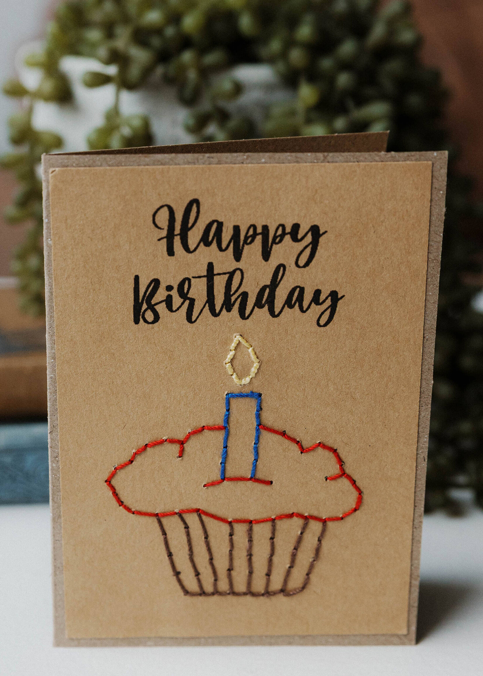 Rosie's Boutique Haiti Birthday Cupcake Handstitched Card