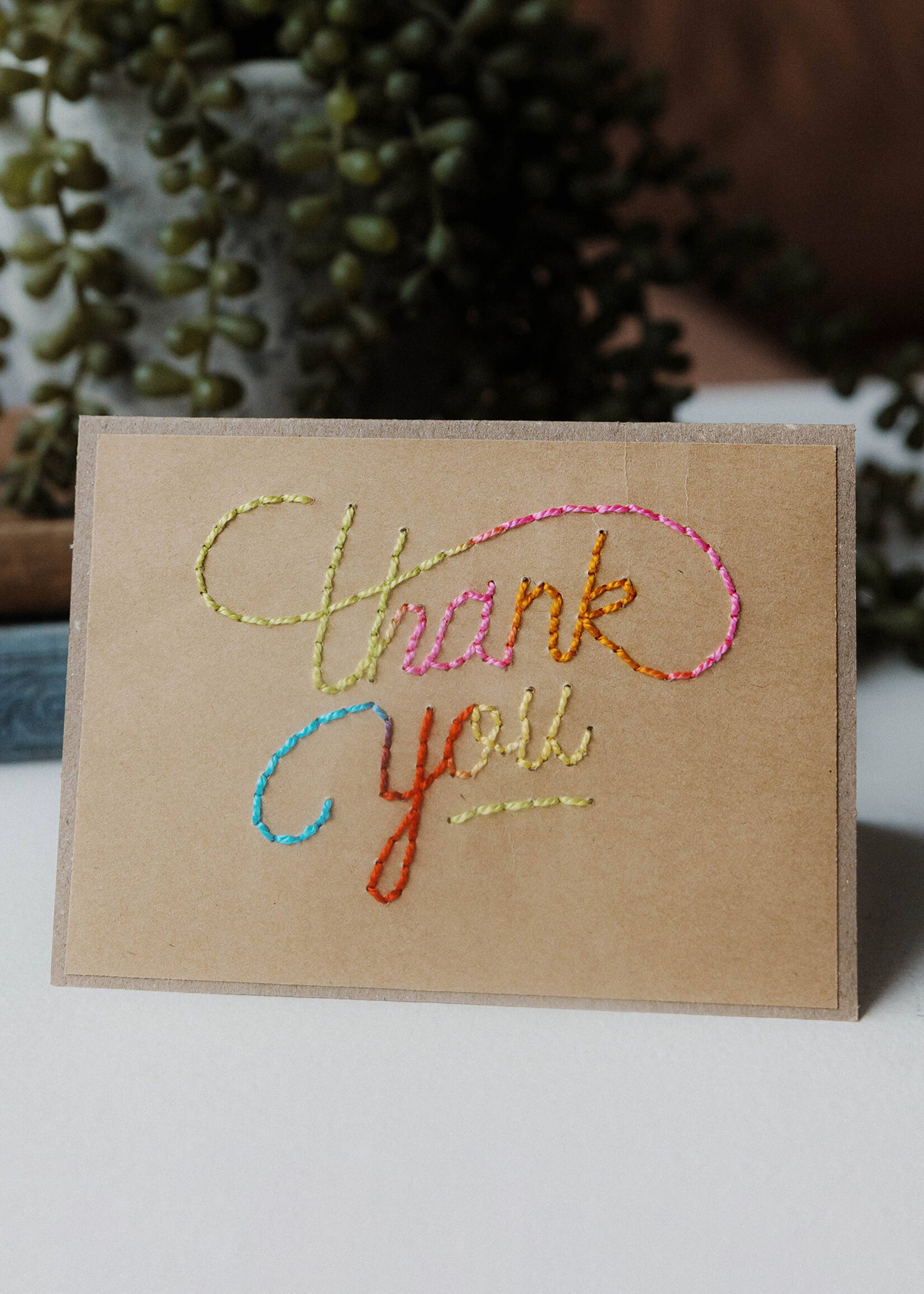 Rosie's Boutique Haiti Thank You Script Handstitched Card