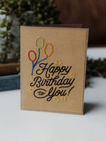 Rosie's Boutique Haiti Happy Birthday Balloon & Stars Handstitched Card