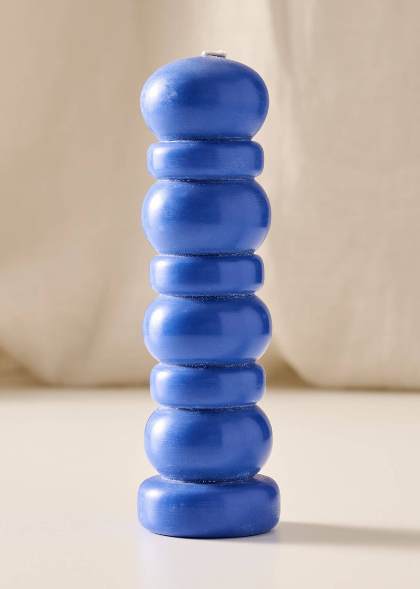Ten Thousand Villages Subuh Palm Wax Pagoda Candle -  Cobalt