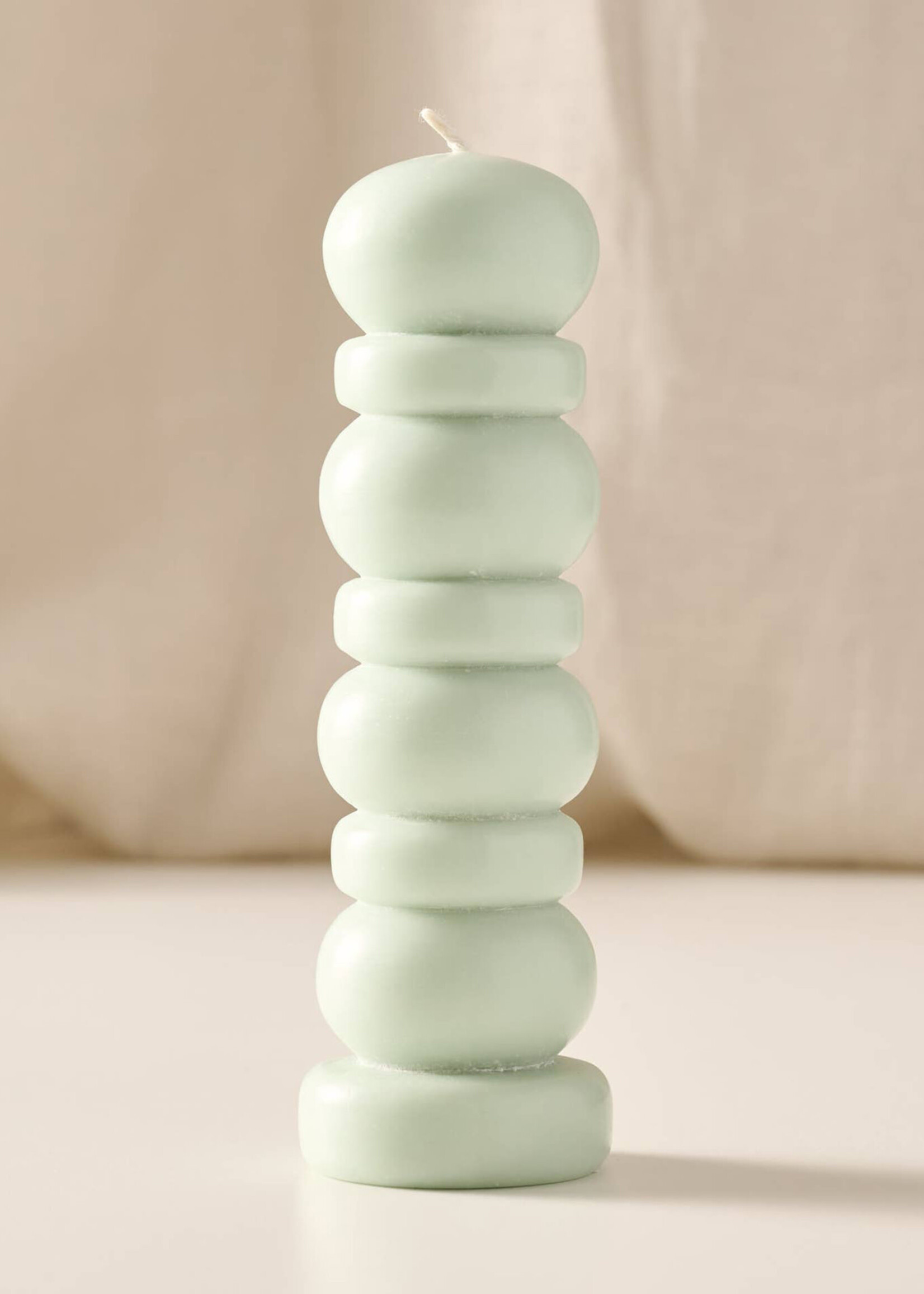 Ten Thousand Villages Subuh Palm Wax Pagoda Candle - Sage