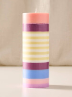 Ten Thousand Villages Obor Palm Wax Pillar Candle - Large Stripe Berry