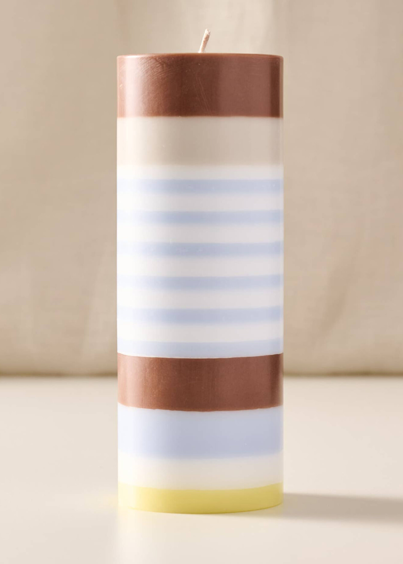 Ten Thousand Villages Obor Palm Wax Pillar Candle - Large Stripe Natural