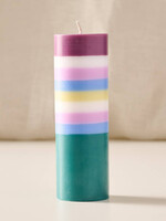 Ten Thousand Villages Rayi Palm Wax Pillar Candle - Short Stripe Berry