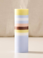Ten Thousand Villages Rayi Palm Wax Pillar Candle - Short Stripe Natural