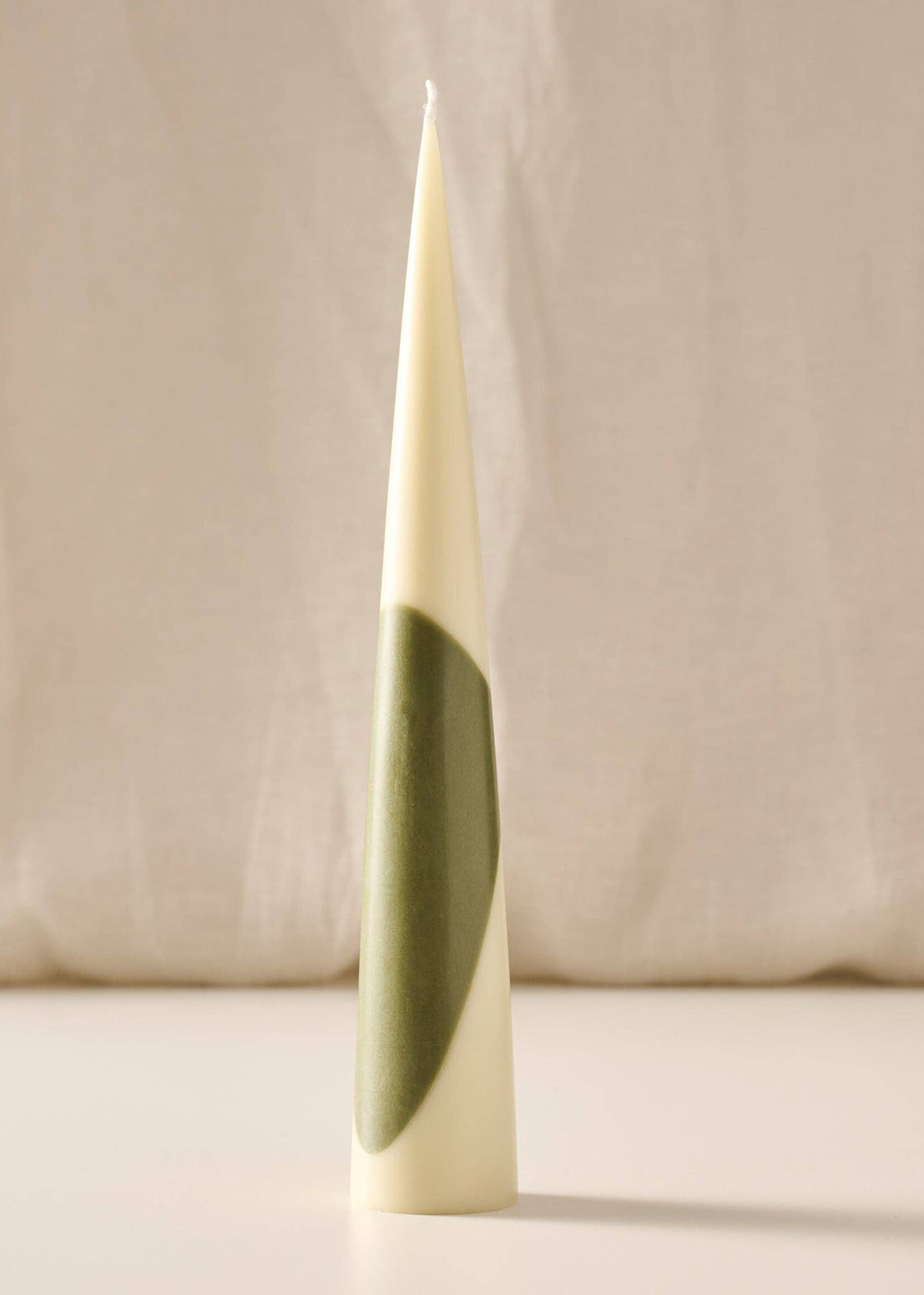 Ten Thousand Villages Esuk Palm Wax Cone Candle - Green Tones