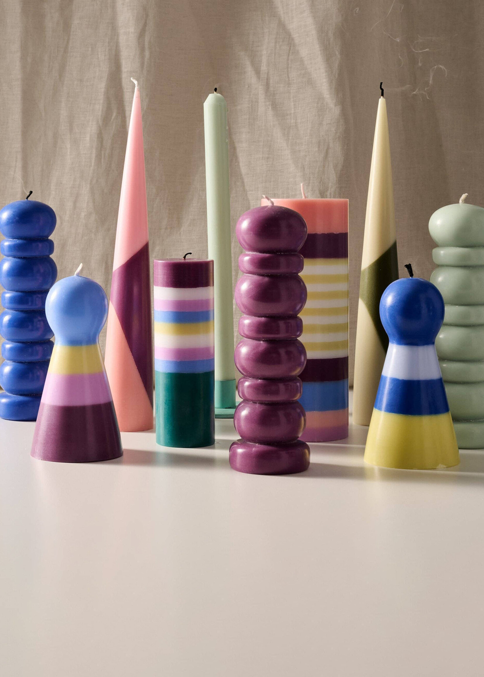 Ten Thousand Villages Subuh Palm Wax Pagoda Candle -  Cobalt