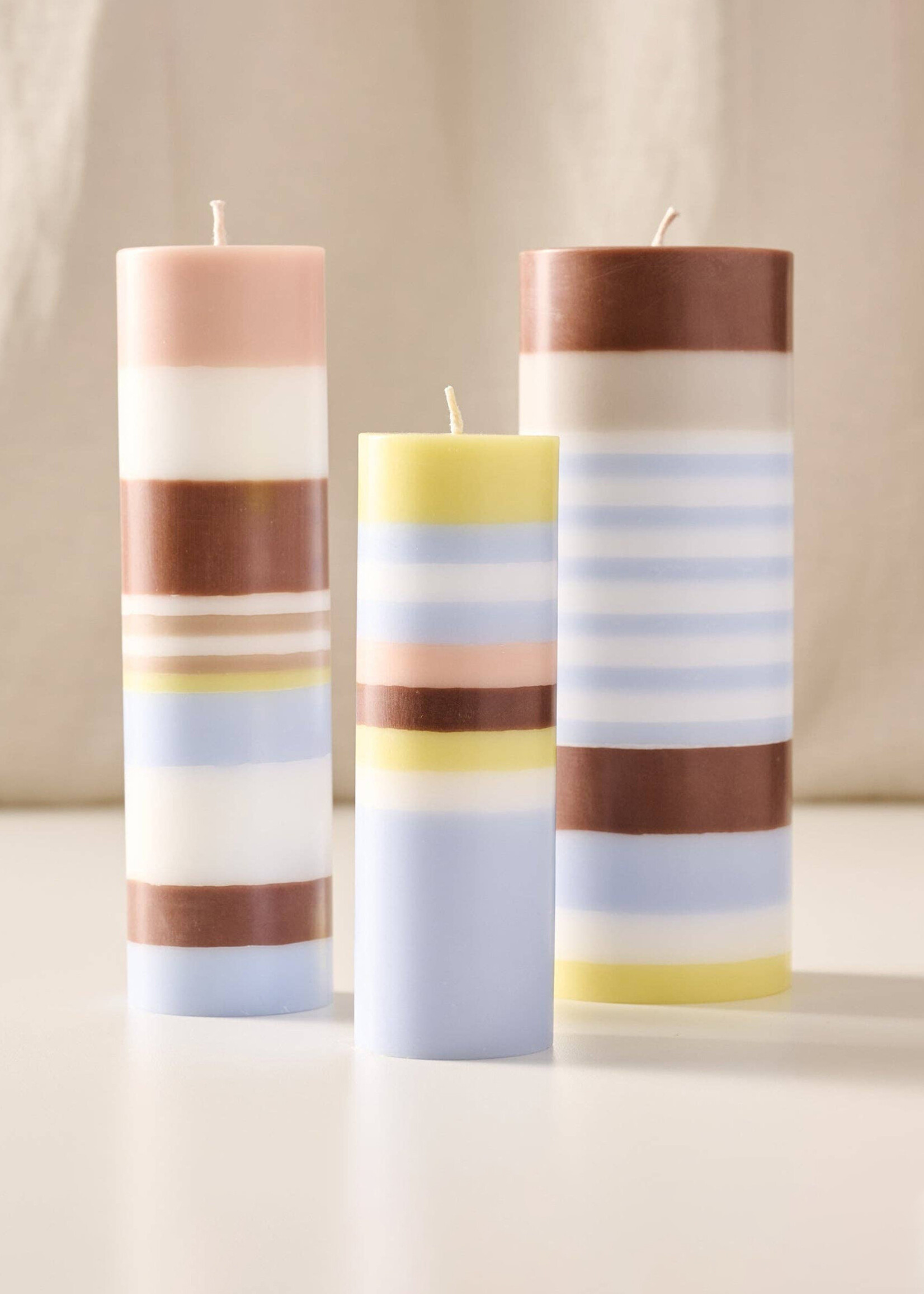 Ten Thousand Villages Obor Palm Wax Pillar Candle - Large Stripe Natural