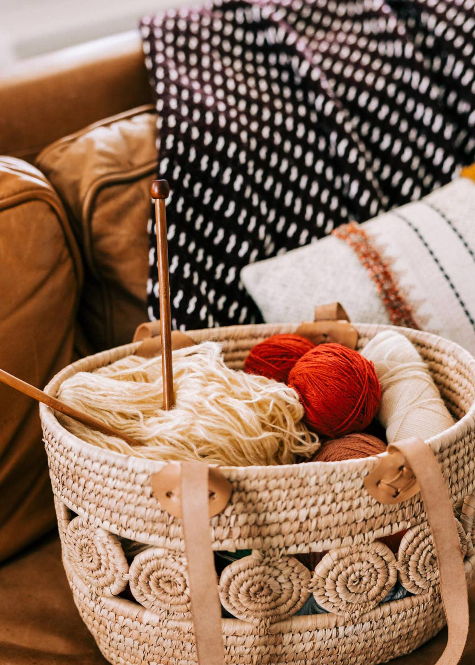 Ten Thousand Villages Palm Leaf Tote Basket