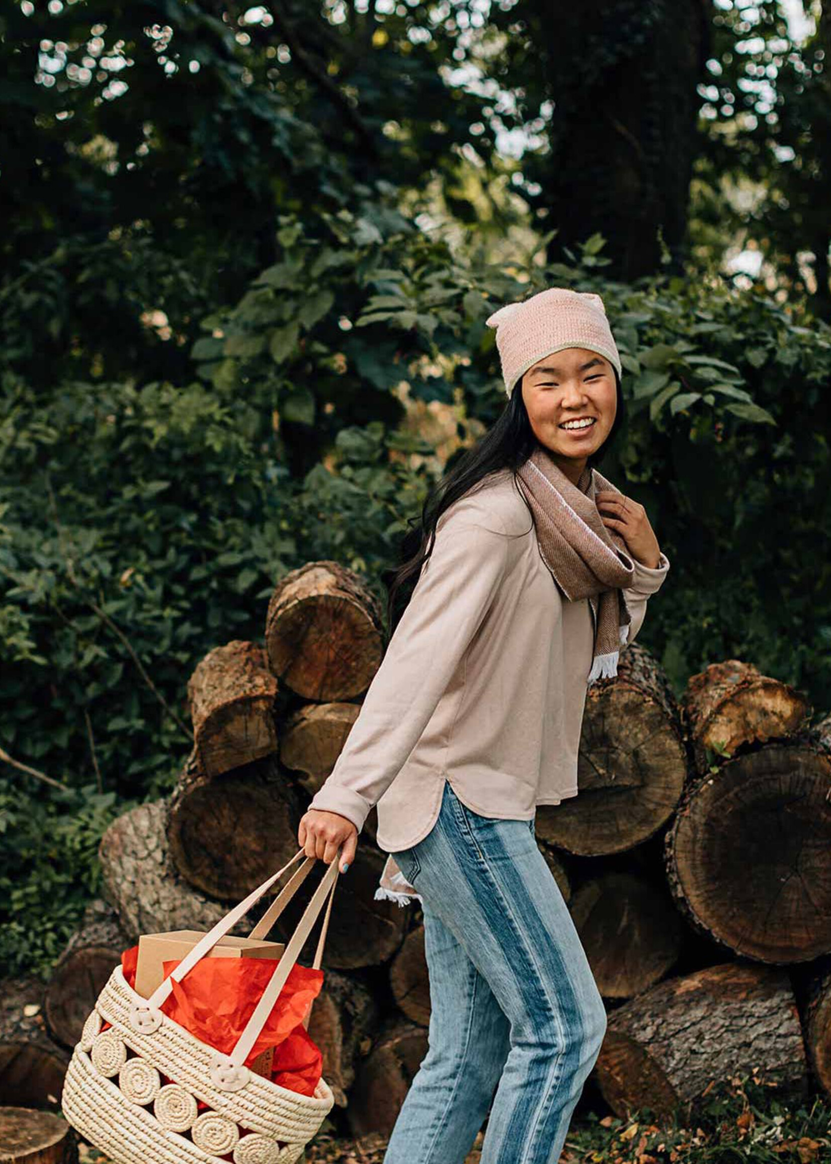 Ten Thousand Villages Palm Leaf Tote Basket