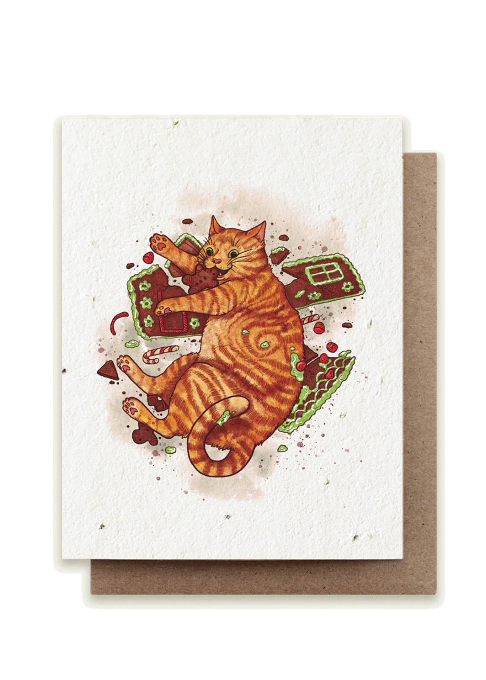 Small Victories Gingerbread Cat Plantable Card