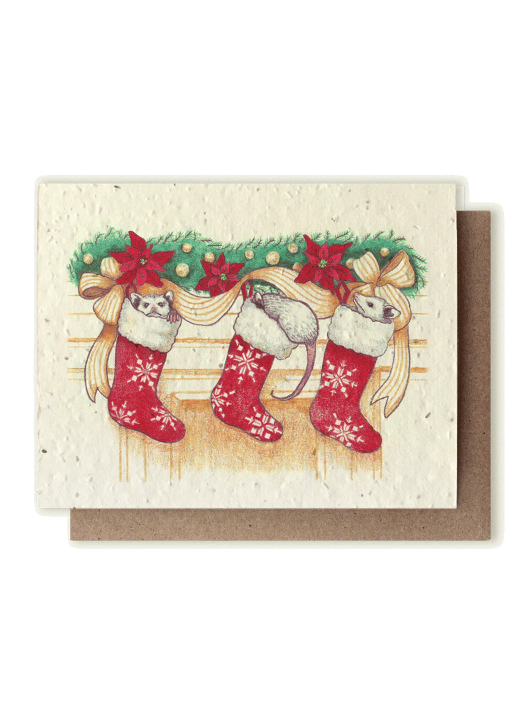 Small Victories Opossum Stockings Plantable Card