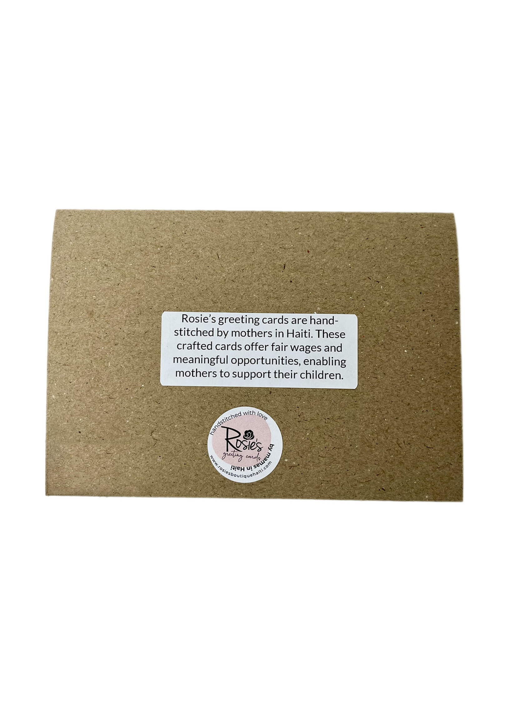 Rosie's Boutique Haiti Thank You Script Handstitched Card