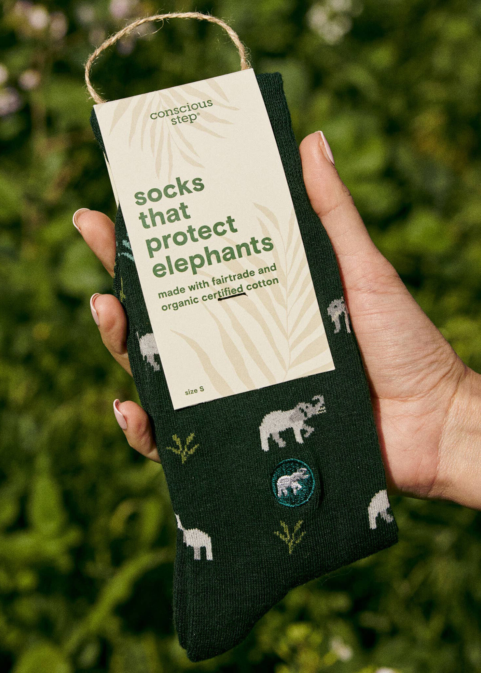 Conscious Step Women's Green Elephant Socks