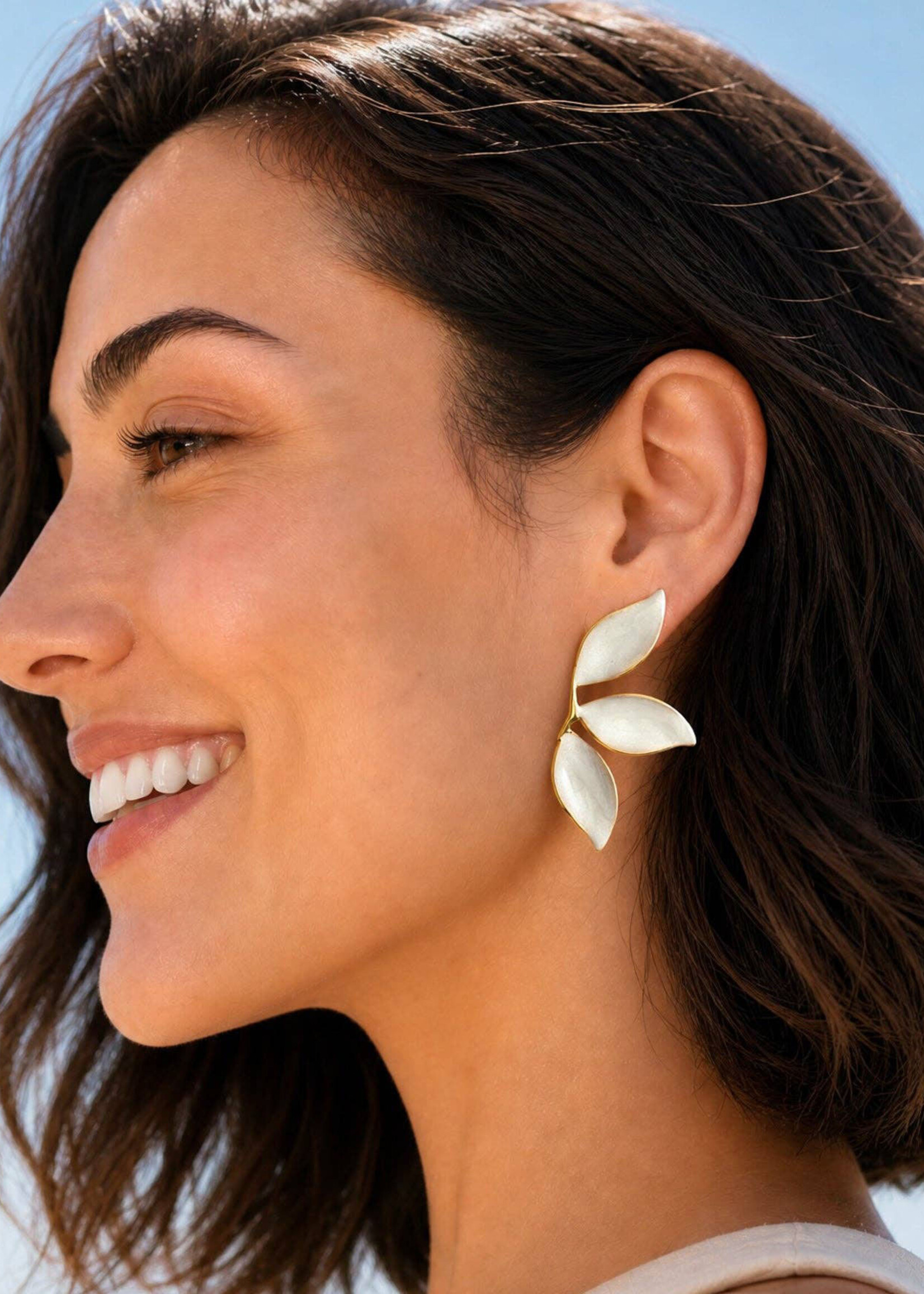 Starfish Project Pearly White Canopy Leaf Earrings