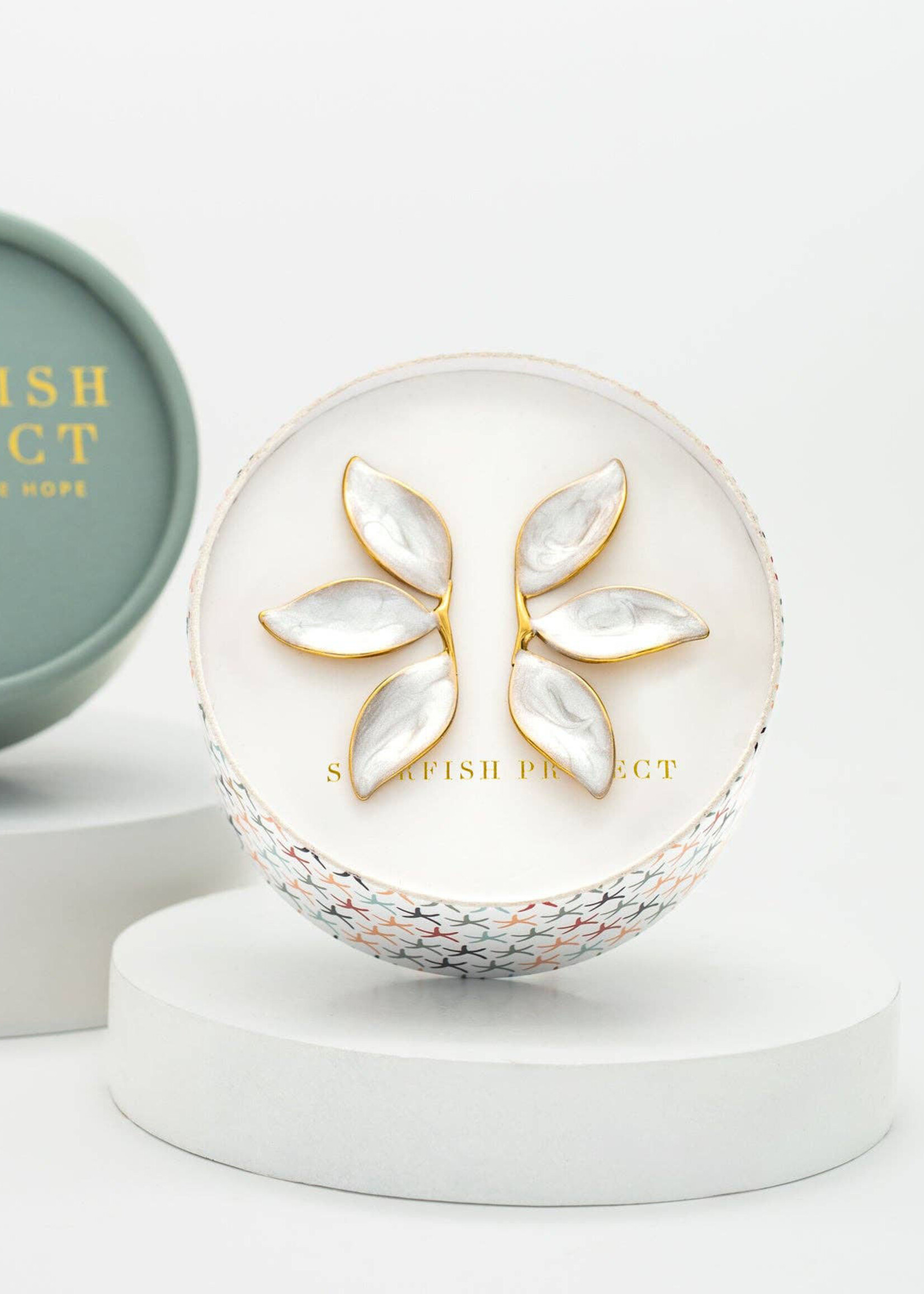 Starfish Project Pearly White Canopy Leaf Earrings