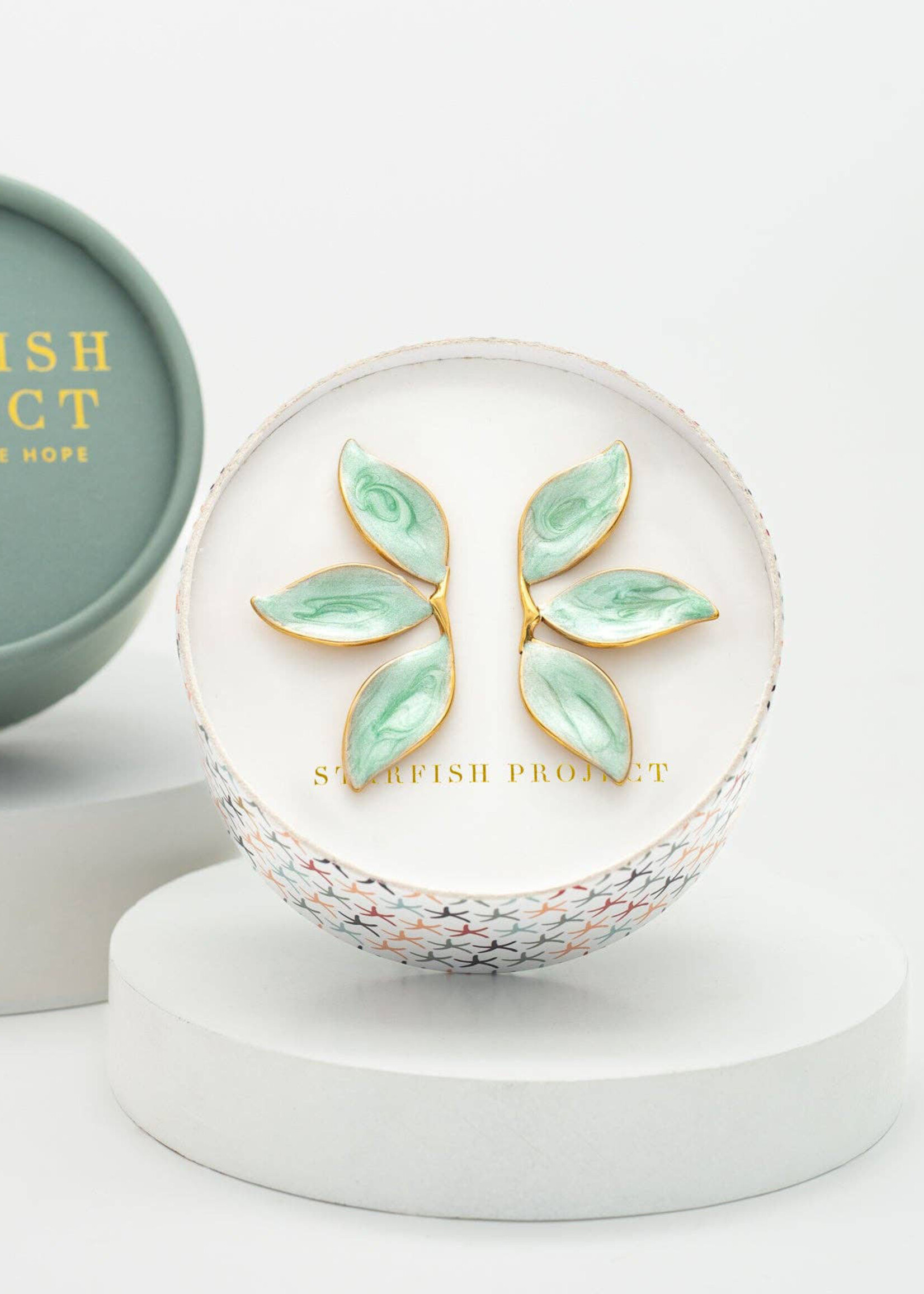 Starfish Project Mint Canopy Leaf Earrings