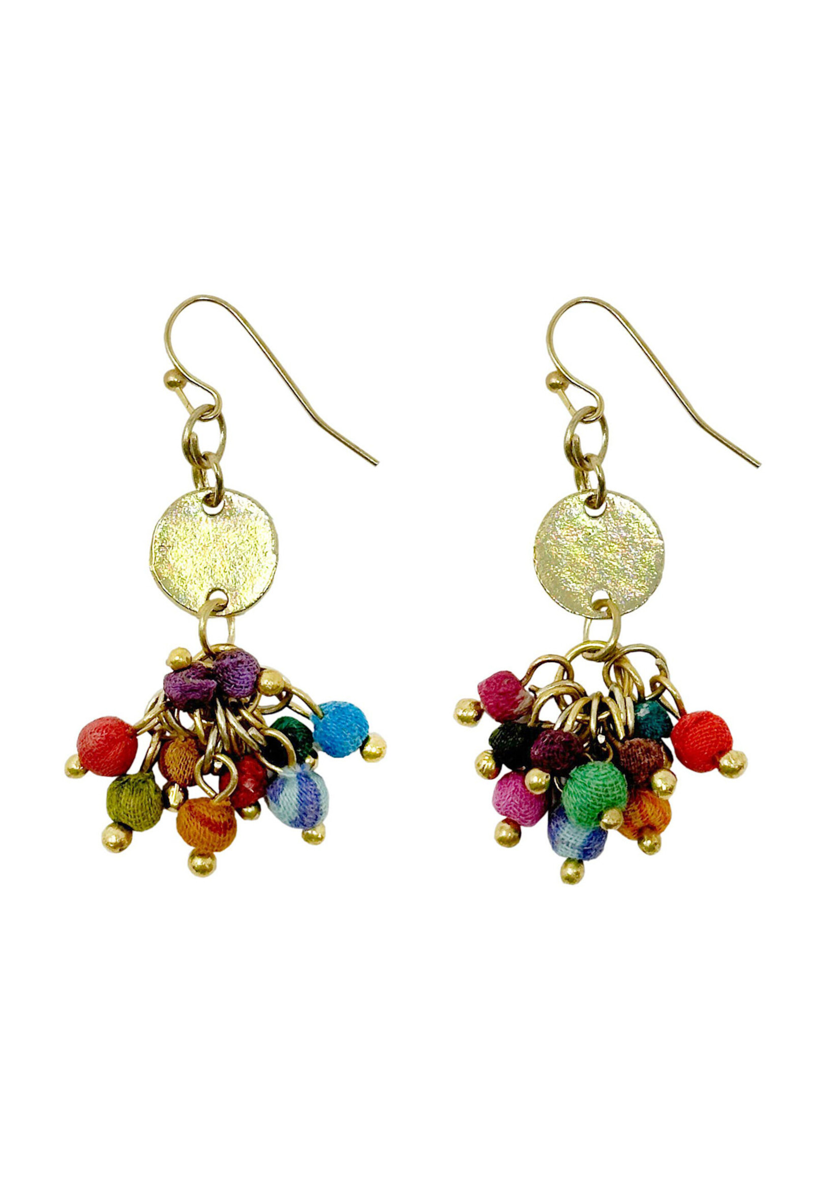 WorldFinds Kantha Milieu Charmed Cluster Earrings