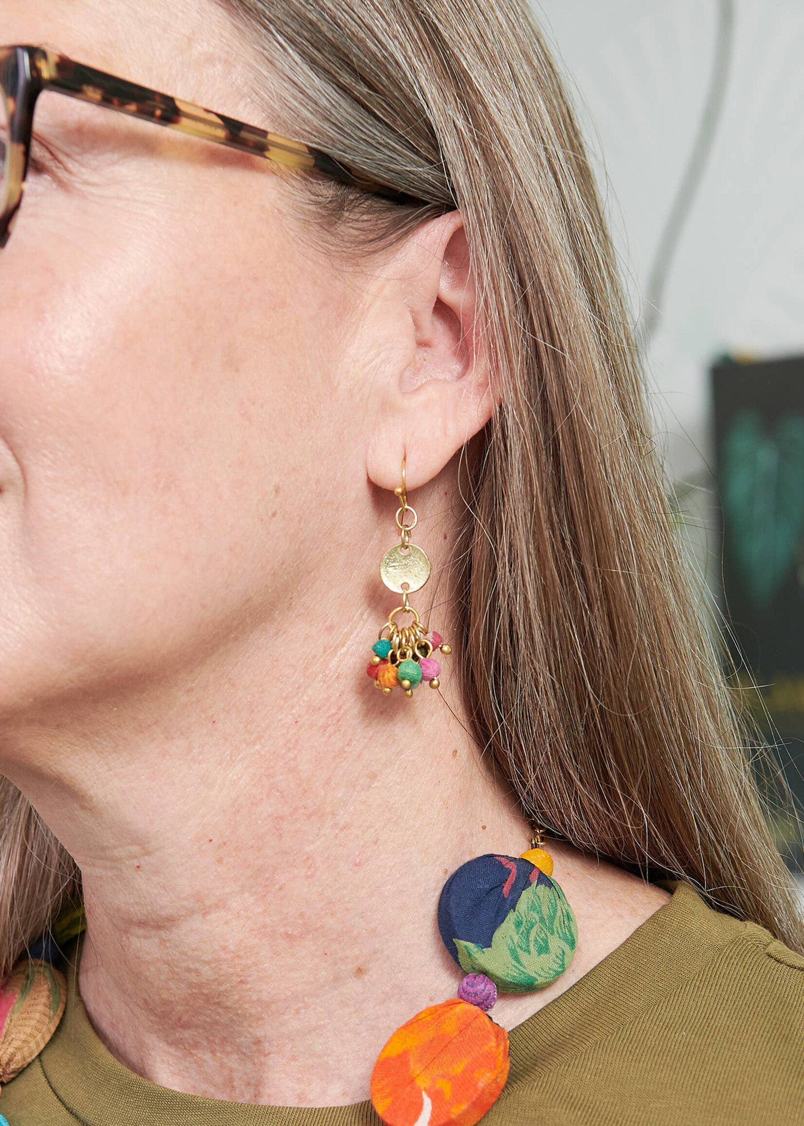 WorldFinds Kantha Milieu Charmed Cluster Earrings