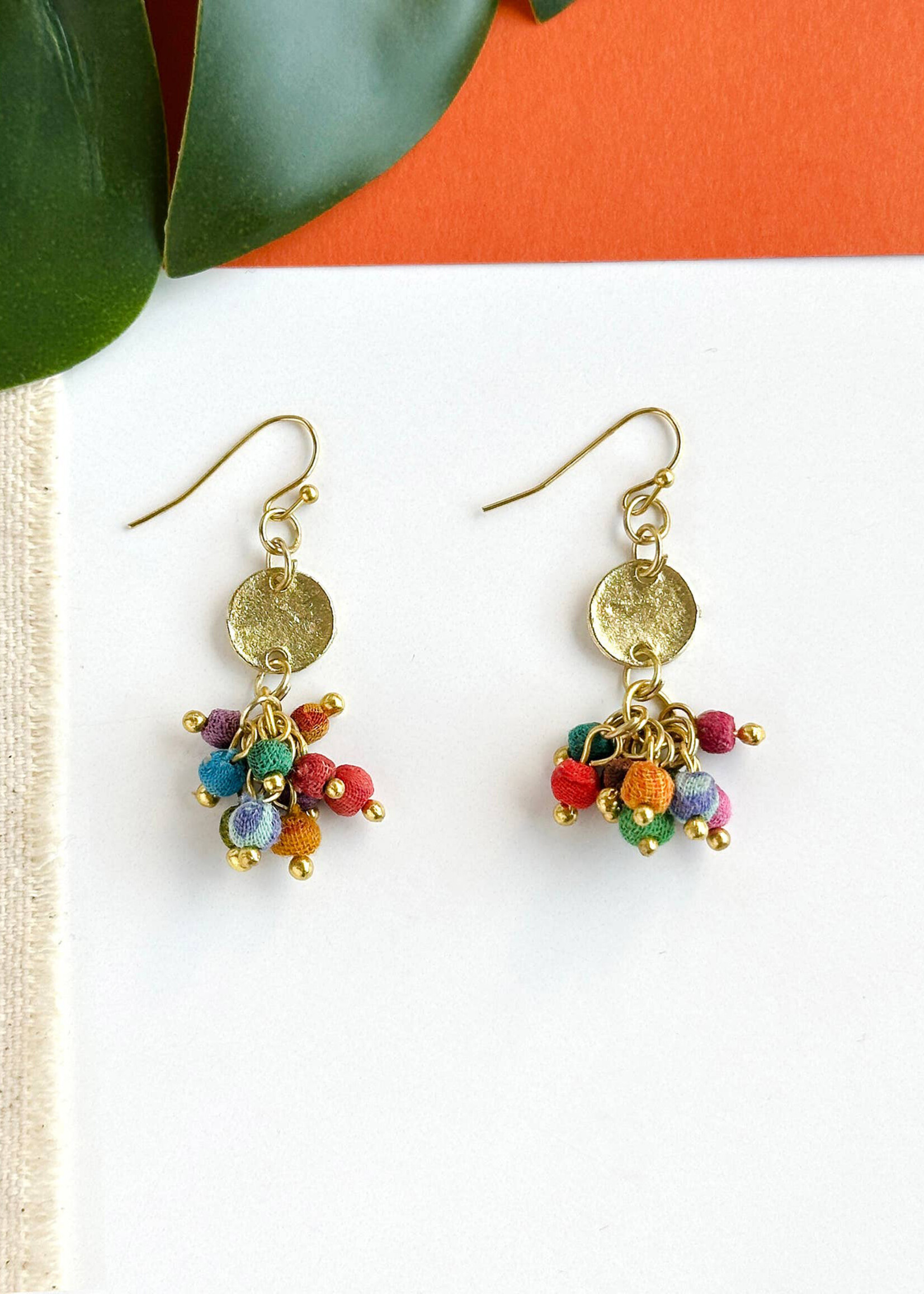 WorldFinds Kantha Milieu Charmed Cluster Earrings