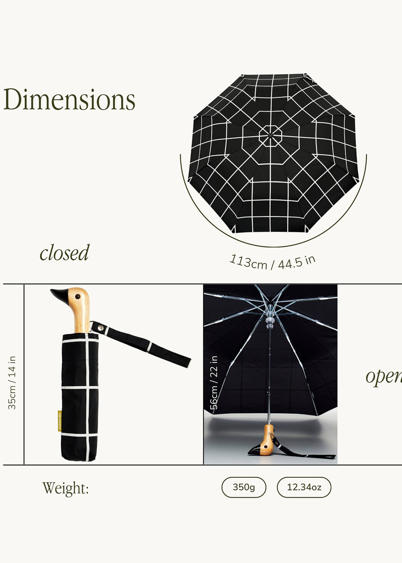 Original Duckhead Black Grid Duckhead Umbrella