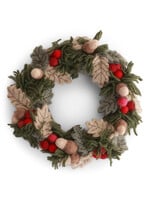 Gry and Sif Felt Christmas Wreath with Red Berries, Leaves, and Acorns