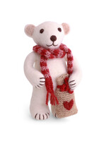 Gry and Sif Felt White Polar Bear with Gift Bag