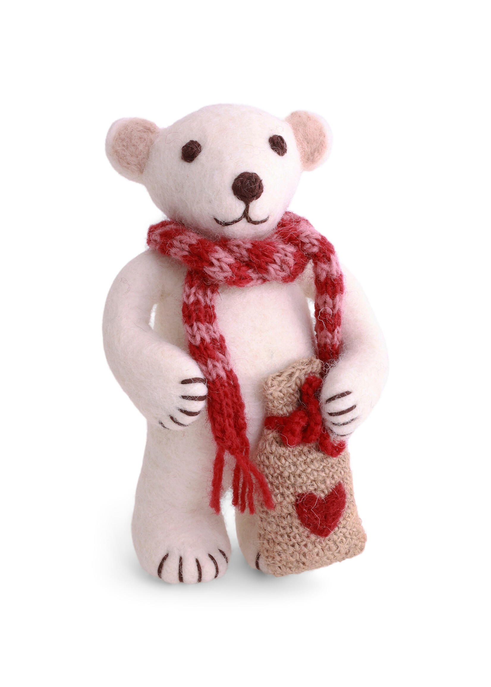 Gry and Sif Felt White Polar Bear with Gift Bag