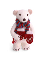 Gry and Sif Felt White Polar Bear with Mittens