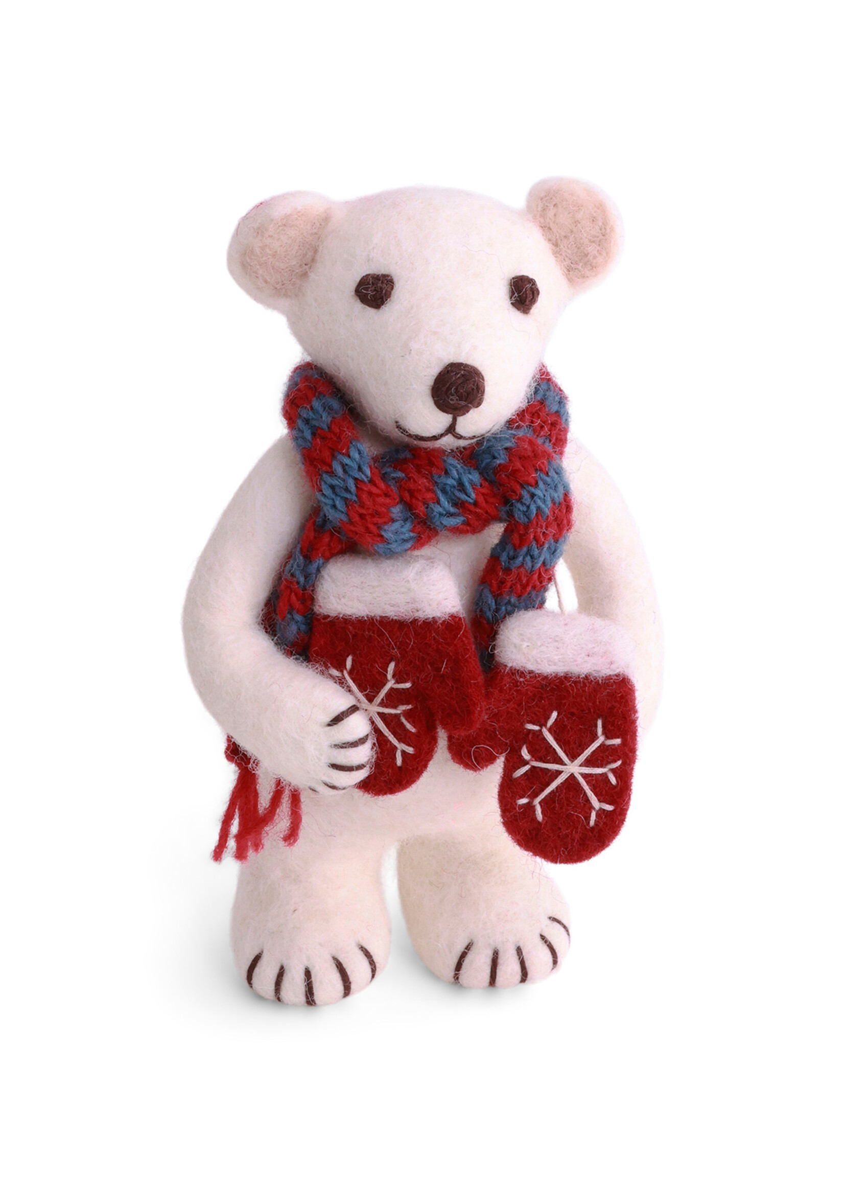 Gry and Sif Felt White Polar Bear with Mittens
