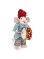 Gry and Sif Felt White Orchestra Mouse with Drum Ornament