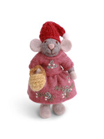 Gry and Sif Felt Grey Girly Mouse with Purse Ornament