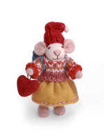 Gry and Sif Felt White Mouse Yellow Skirt with Heart Ornament
