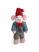 Gry and Sif Mini Felt White Boy Mouse with Jacket Ornament