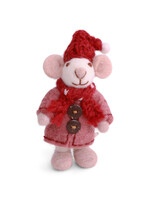 Gry and Sif Mini Felt White Girly Mouse with Coat Ornament