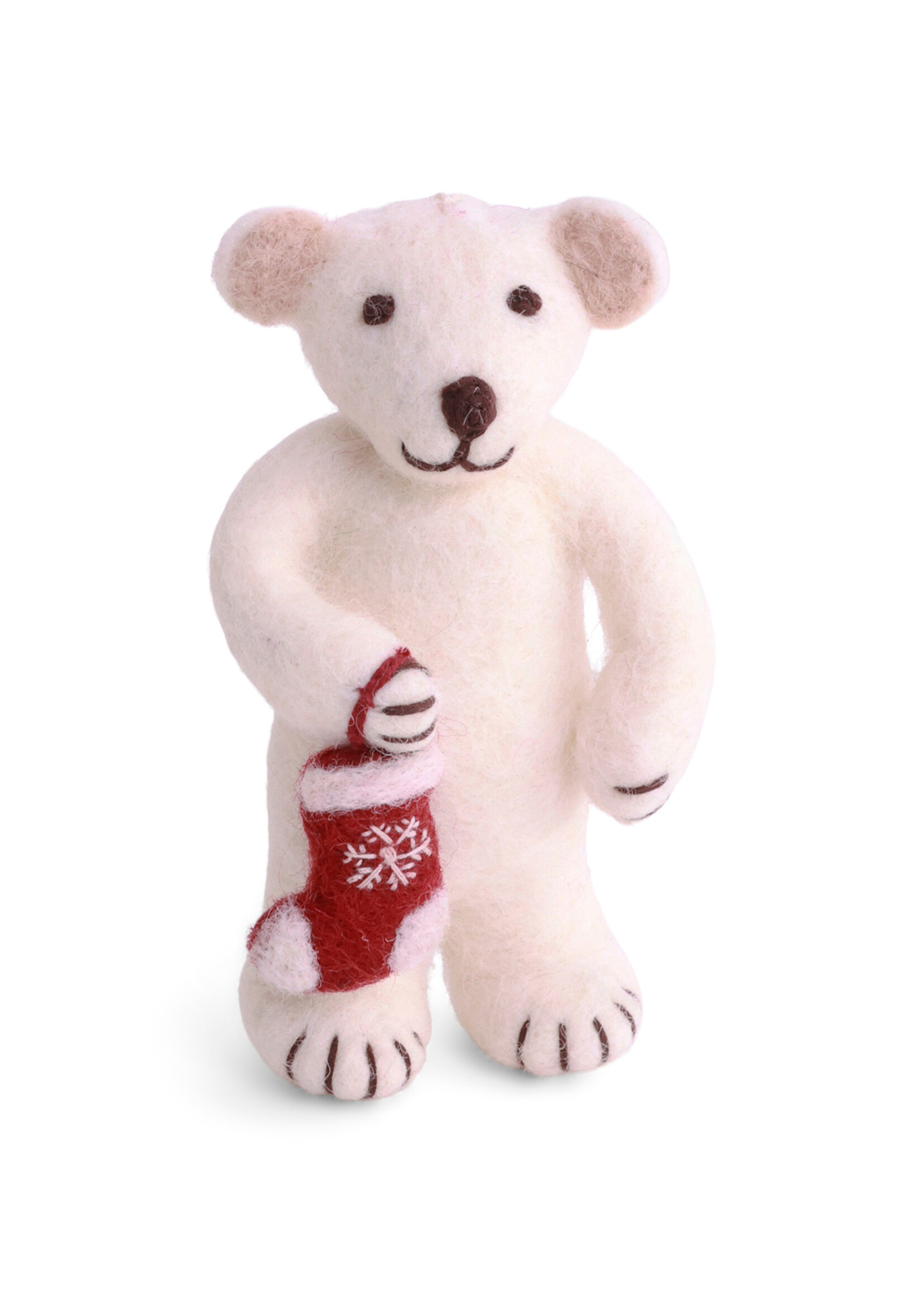 Gry and Sif Felt Polar Bear with Stocking Ornament