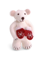 Gry and Sif Felt Polar Bear with Mittens Ornament