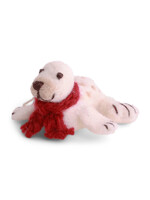 Gry and Sif Felt Baby Seal with Red Scarf Ornament