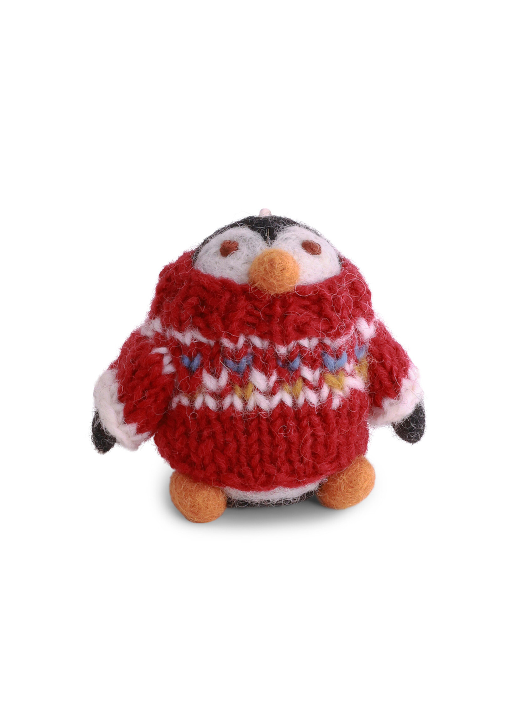 Gry and Sif Felt Penguin with Sweater Ornament