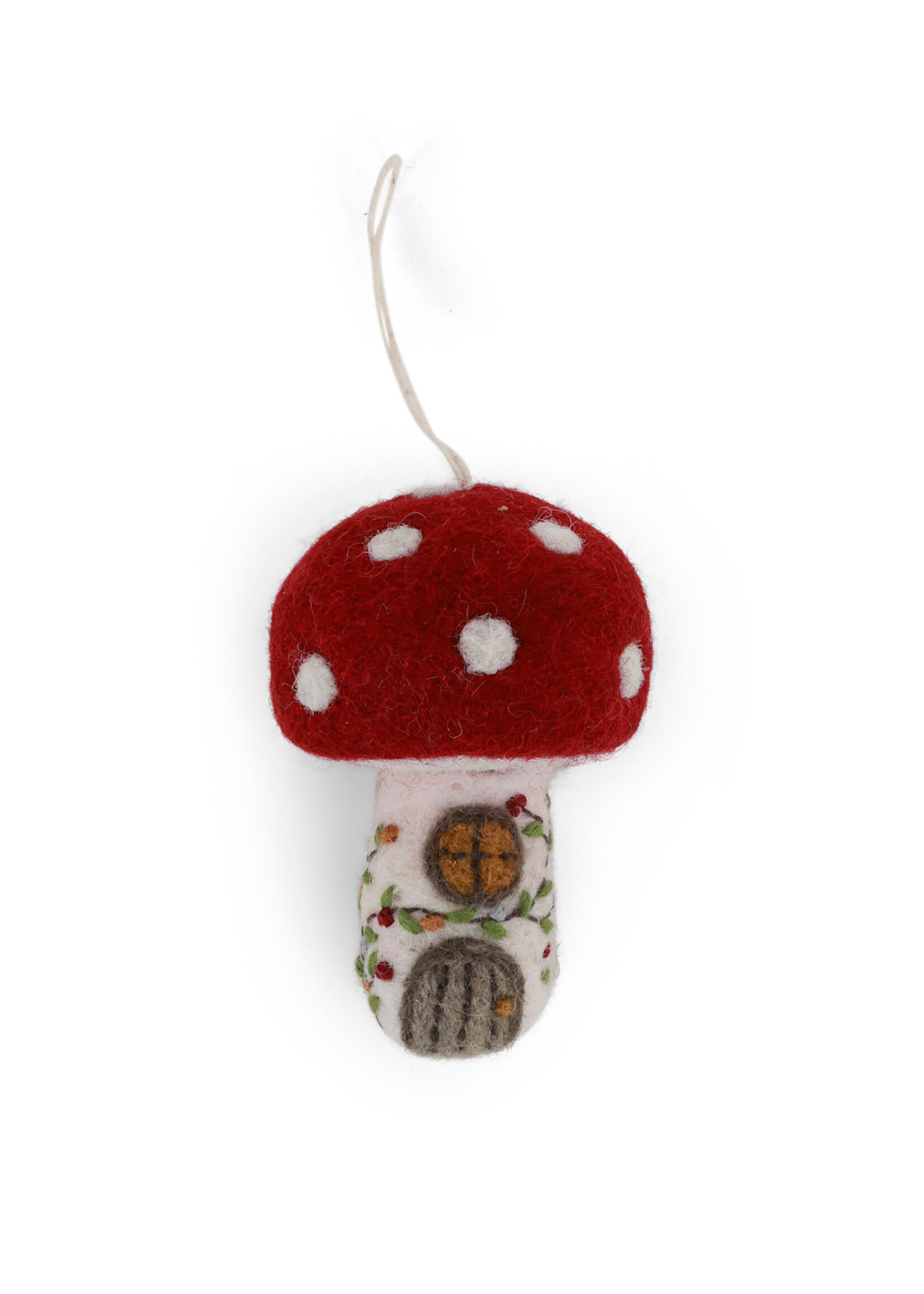 Gry and Sif Small Felt Mushroom House Ornament